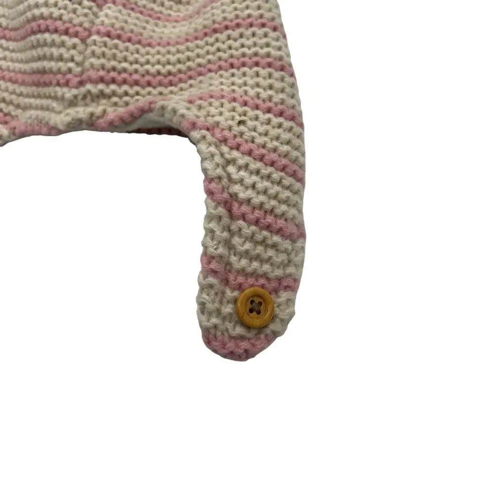 Baby Boden Knitted Beanie and Mittens Striped Hat, Size 12-24 Months, Pink/Beige